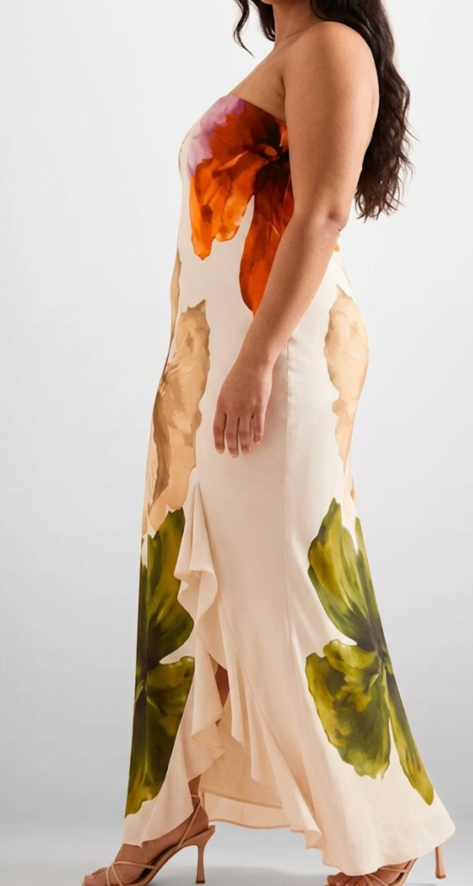 Sun Drenched Petals - One-Shoulder Dress