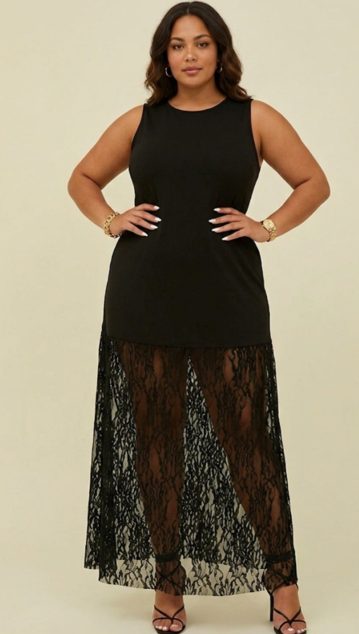 The Shadow Play - Sleeveless Lace Dress