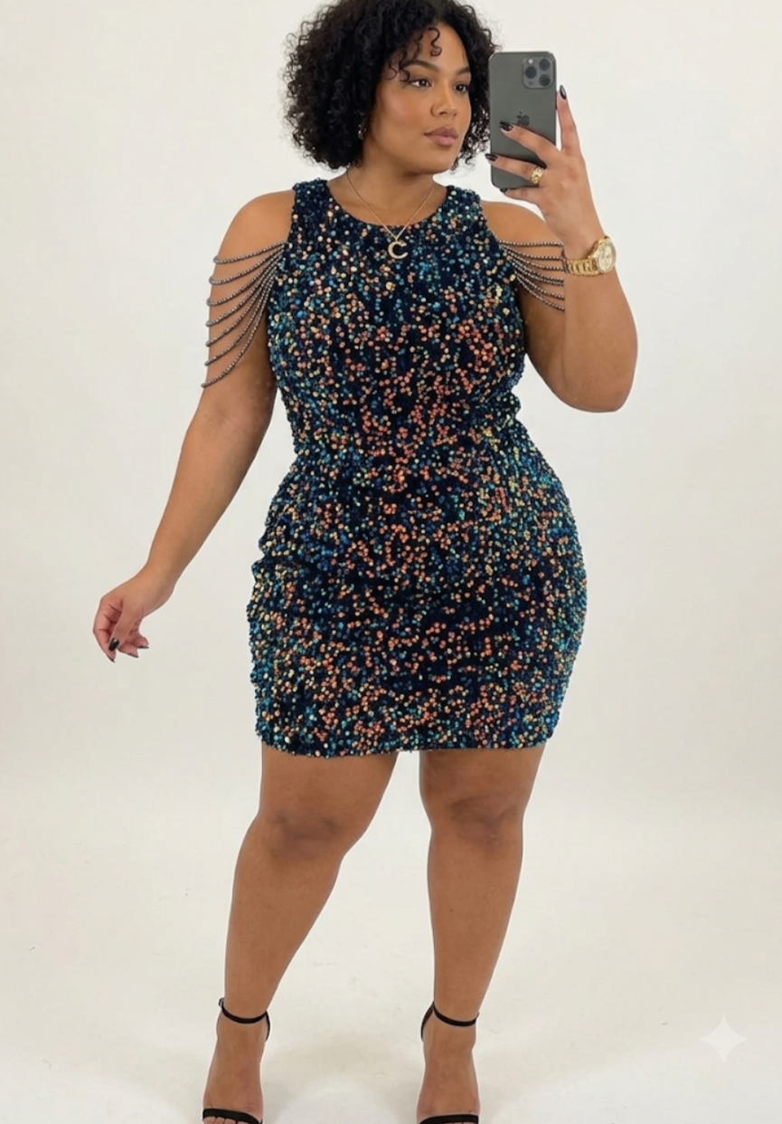 Galaxy Glam -Sequin Embellished Dress